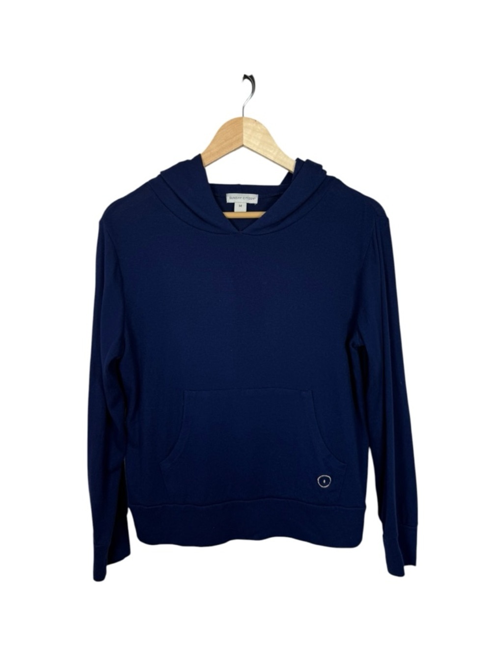 Sunday Citizen Navy Soft Lounge Hoodie Pullover Kangaroo Pocket M